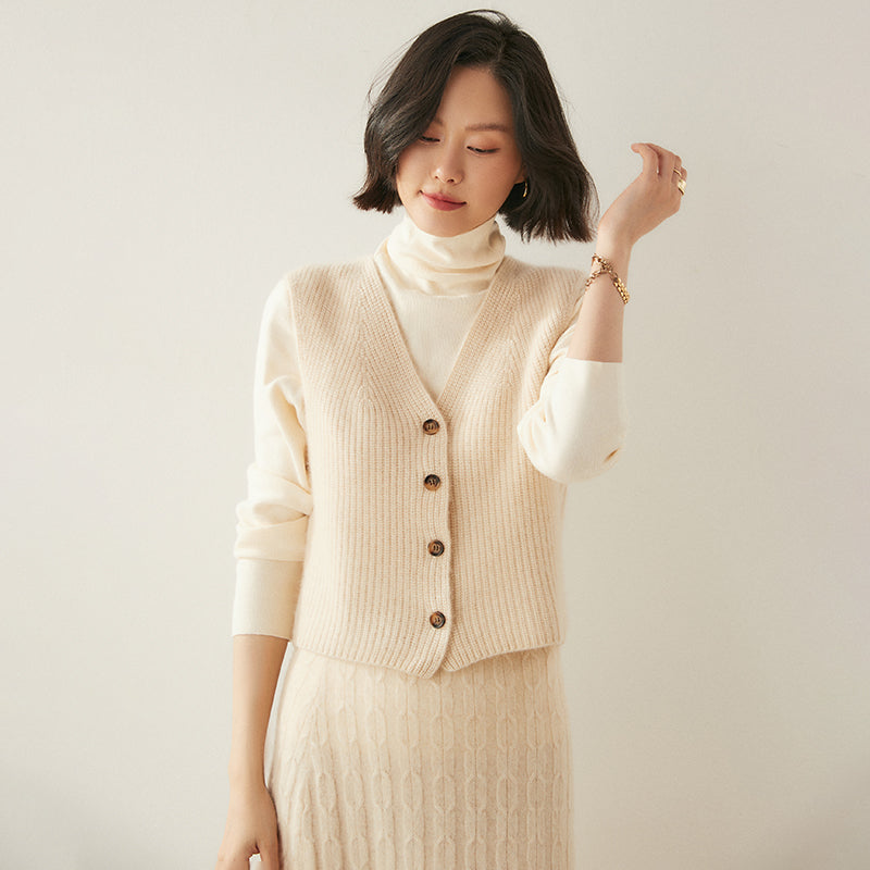 ADDONEE Autumn Winter Alxa Cashmere Sweater Knitwear Elegant Comfort Cardigan Vest Warm Clothing Tops