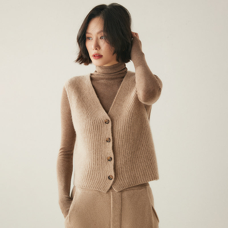 ADDONEE Autumn Winter Alxa Cashmere Sweater Knitwear Elegant Comfort Cardigan Vest Warm Clothing Tops