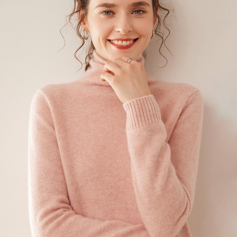 Addonee High Quality Basic Turtleneck 100% Cashmere Sweater Women's Pullover Loose Warm Comfort Tops Clothing