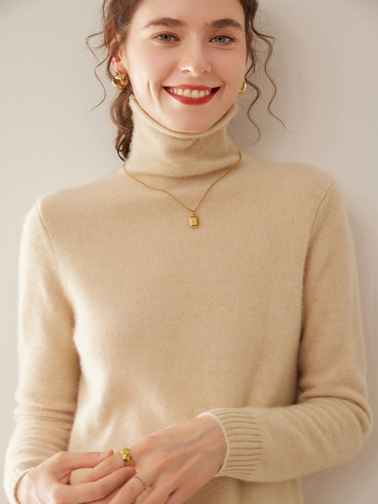 Addonee High Quality Basic Turtleneck 100% Cashmere Sweater Women's Pullover Loose Warm Comfort Tops Clothing