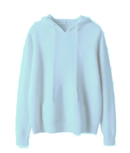 Addonee High Quality 100% Cashmere Hoodies Insert Pocket Thick Sweater Women's Pullover Loose Warm Comfort Tops Clothing