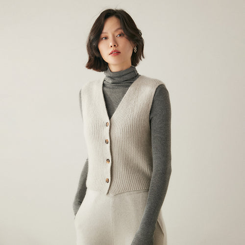 ADDONEE Autumn Winter Alxa Cashmere Sweater Knitwear Elegant Comfort Cardigan Vest Warm Clothing Tops