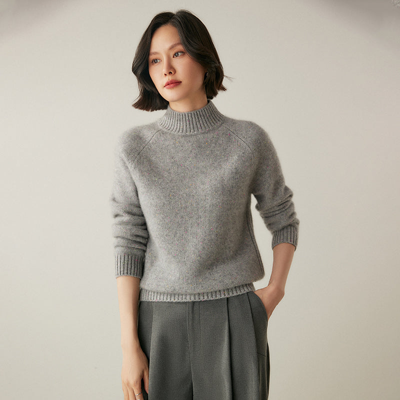Addonee High Quality Mock-Neck 100% Cashmere Thick Sweater Women's Pullover Loose Warm Comfort Tops Clothing