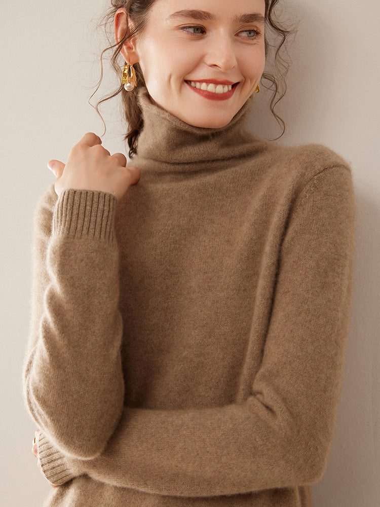 Addonee High Quality Basic Turtleneck 100% Cashmere Sweater Women's Pullover Loose Warm Comfort Tops Clothing