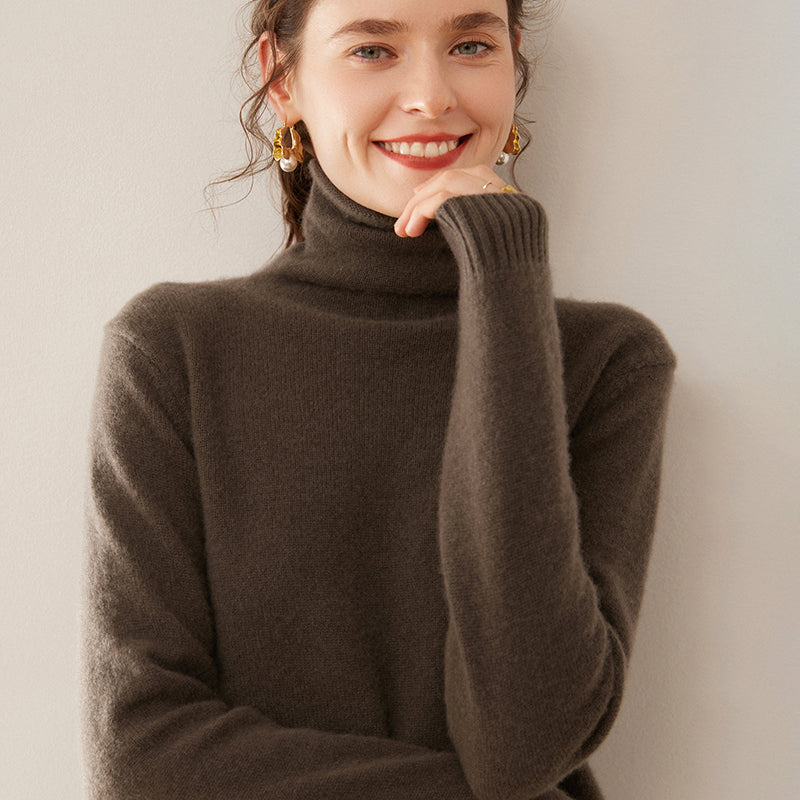 Addonee High Quality Basic Turtleneck 100% Cashmere Sweater Women's Pullover Loose Warm Comfort Tops Clothing