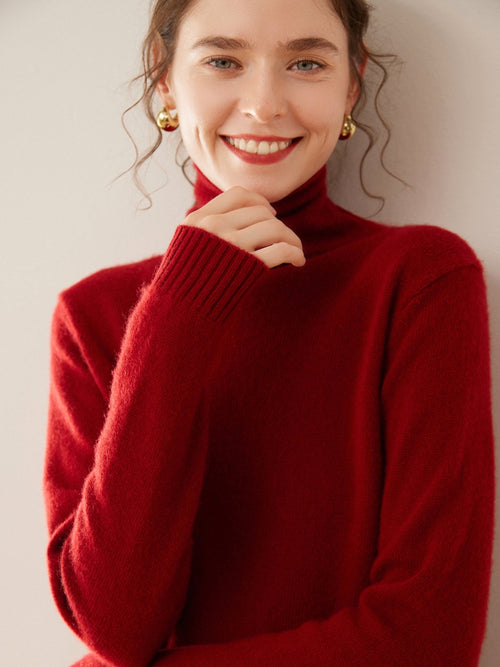 Addonee High Quality Basic Turtleneck 100% Cashmere Sweater Women's Pullover Loose Warm Comfort Tops Clothing