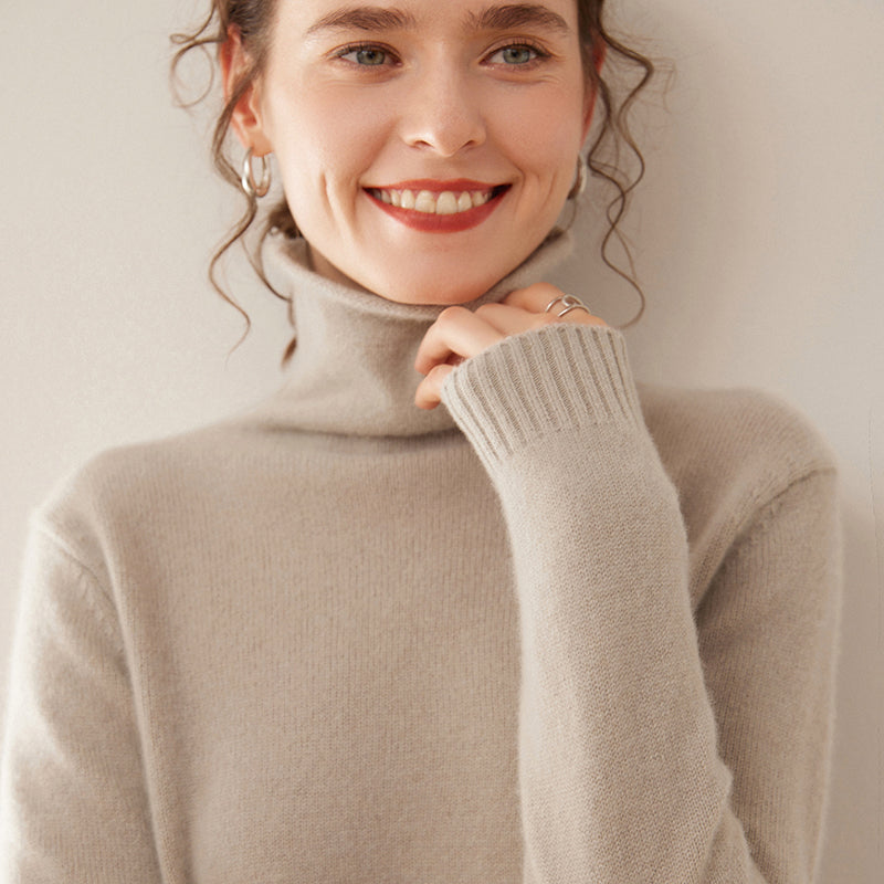 Addonee High Quality Basic Turtleneck 100% Cashmere Sweater Women's Pullover Loose Warm Comfort Tops Clothing