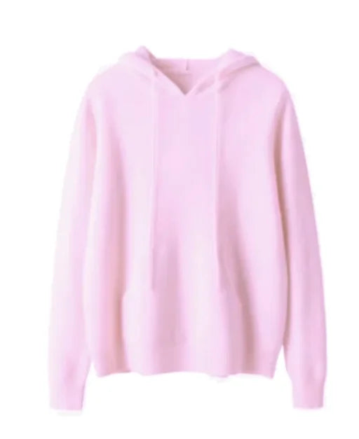 Addonee High Quality 100% Cashmere Hoodies Insert Pocket Thick Sweater Women's Pullover Loose Warm Comfort  Tops Clothing