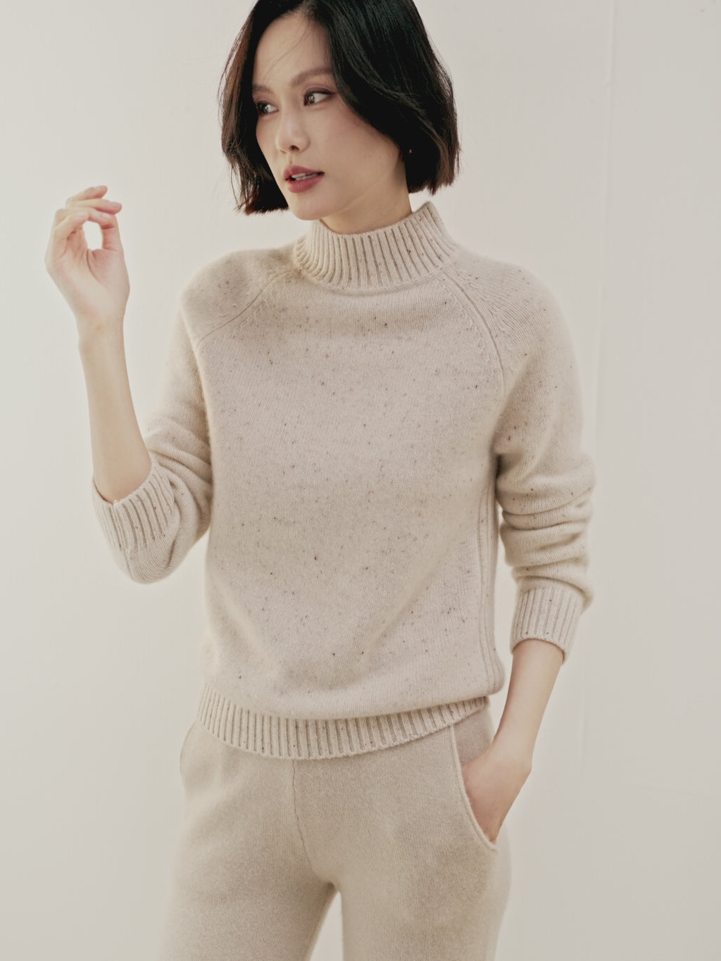Addonee High Quality Mock-Neck 100% Cashmere Thick Sweater Women's Pullover Loose Warm Comfort Tops Clothing