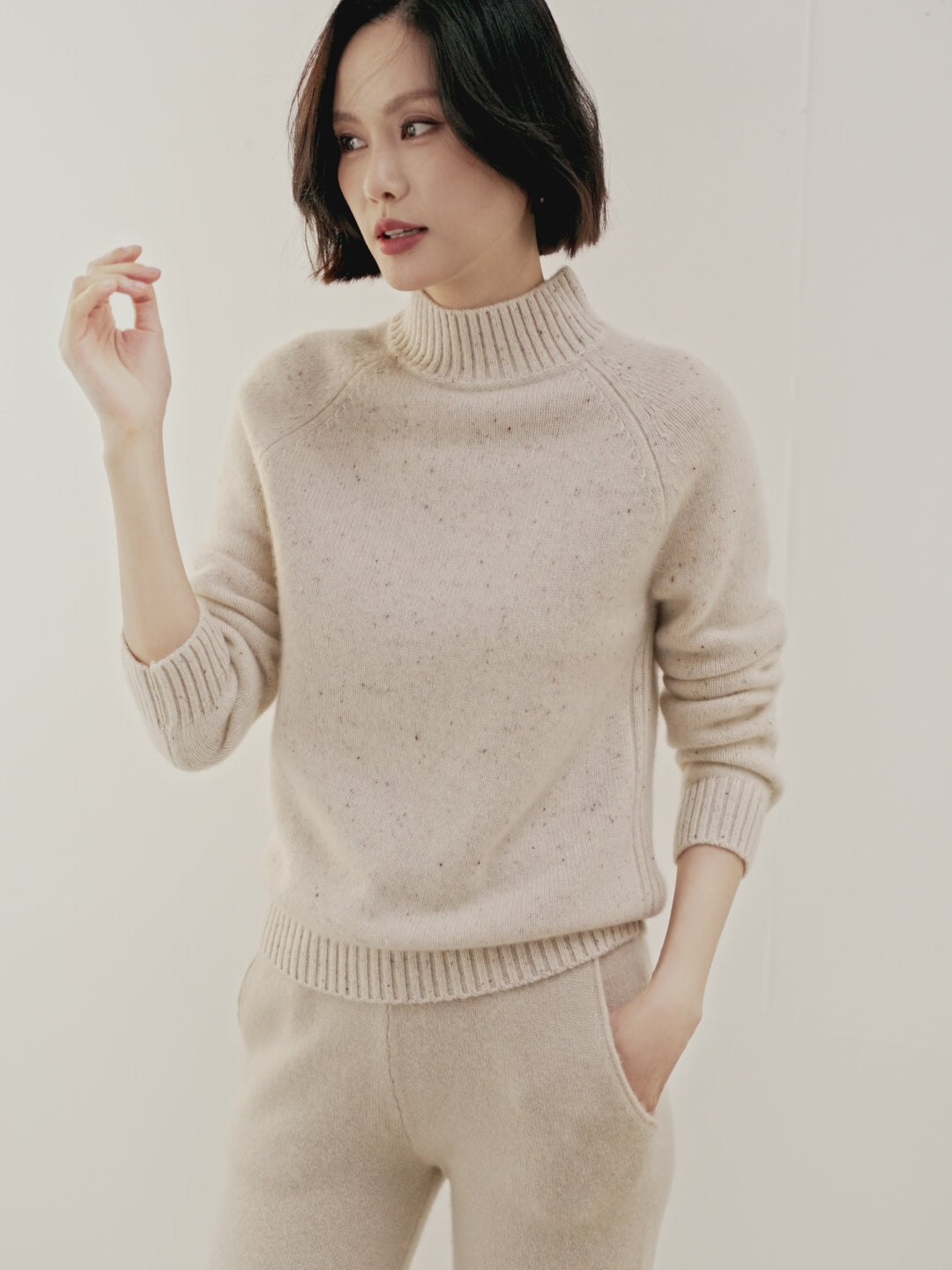Addonee High Quality Mock-Neck 100% Cashmere Thick Sweater Women's Pullover Loose Warm Comfort Tops Clothing